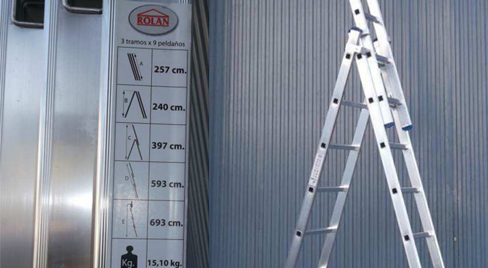 La escalera transformable de tres tramos de nueve peldaños de la marca ROLAN incumple con la Norma EN 131, de acuerdo a los ensayos de resistencia